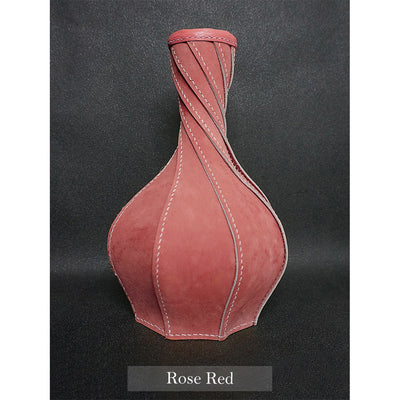 Red Leather Flower Bottle | Red Leather Vase Homemade Home Decor - POPSEWING™