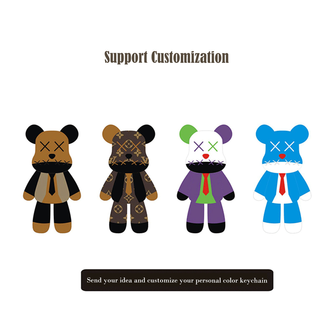 Luxury Leather Violent Bear Keychain Charm | DIY Keychain Kits