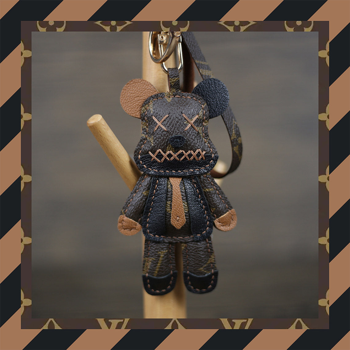 Luxury Leather Violent Bear Keychain Charm | DIY Keychain Kits