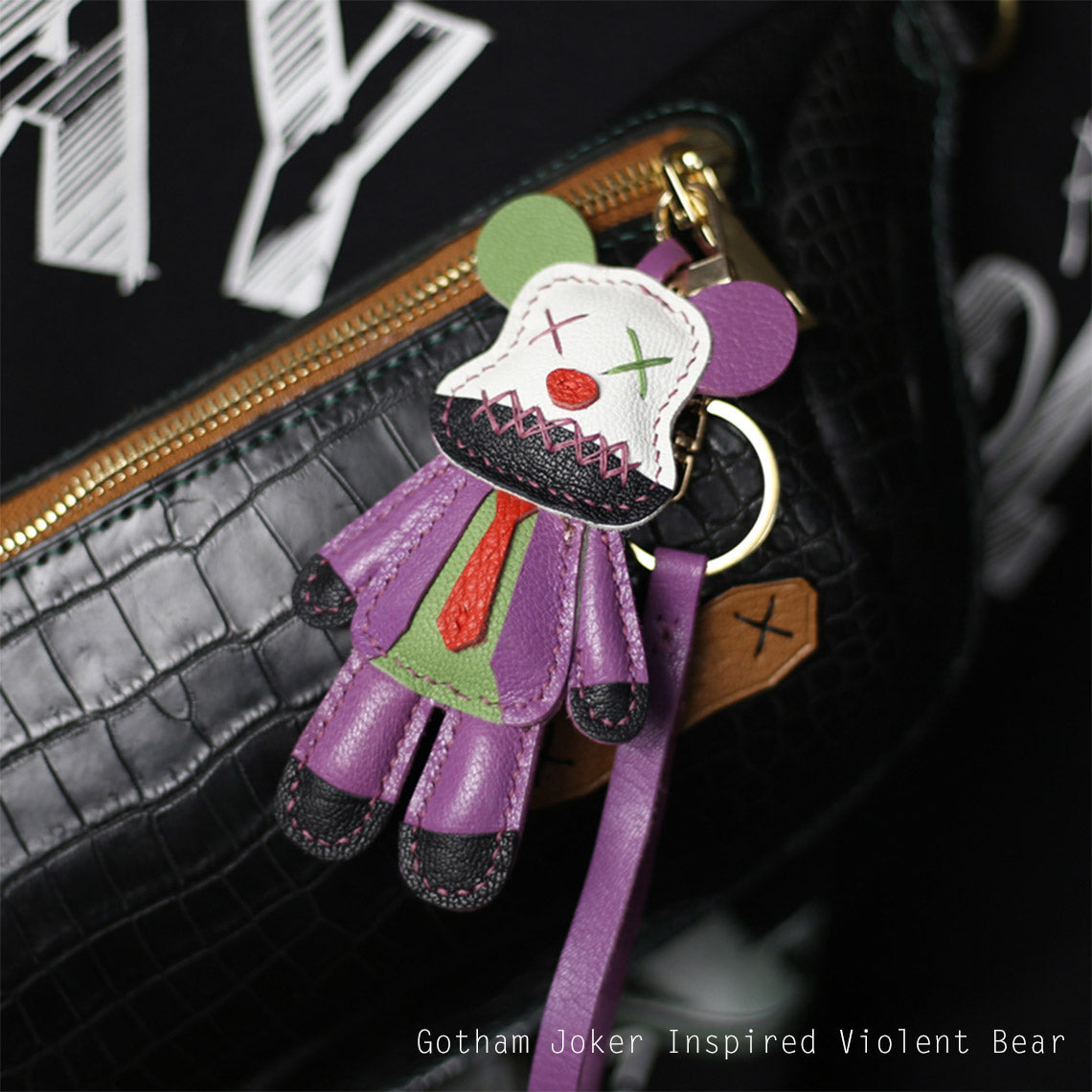 Luxury Leather Violent Bear Keychain Charm | DIY Keychain Kits