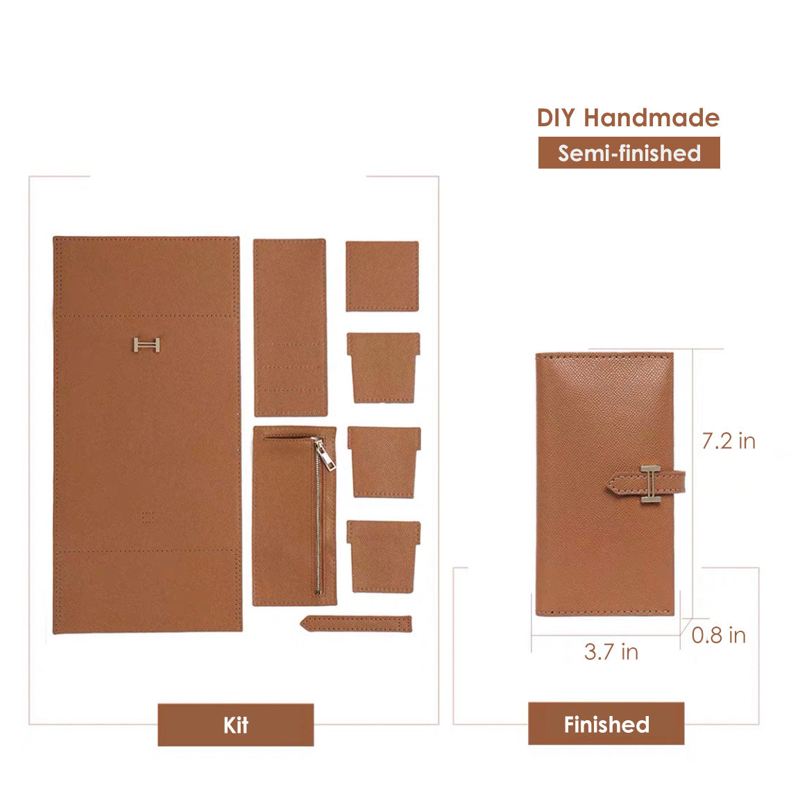 DIY Leather Wallet Kit For Women - Brown & Black Handmade | POPSEWING™ 