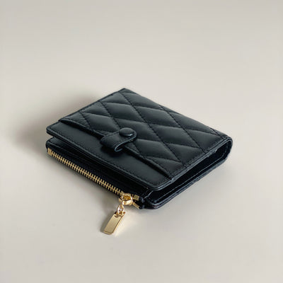 Black Leather Bifold Wallet | Sheep Leather Wallet Small Purse - POPSEWING™