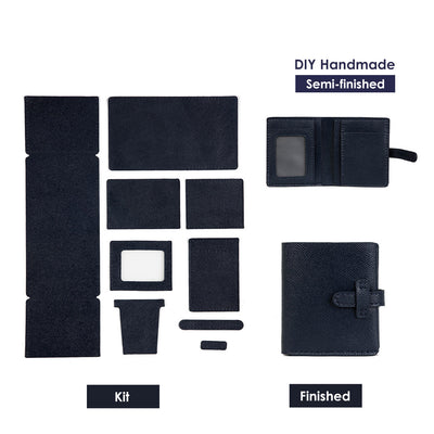 Navy Blue Women Small Strap Wallet DIY Kit Handmade Leather Wallet