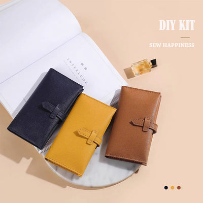 Bearn Wallet DIY Kit - Leather Slim Strap Bifold Wallet - Blue Yellow Brown| POPSEWING™