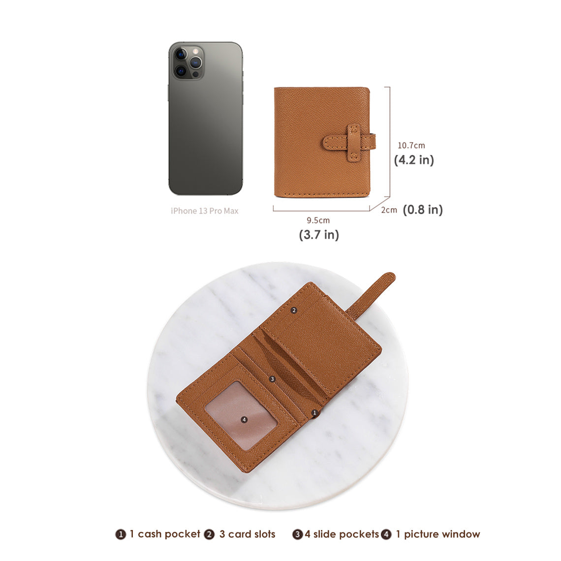 POPSEWING™ Women Small Strap Wallet with ID Window Handmade Leather Wallet