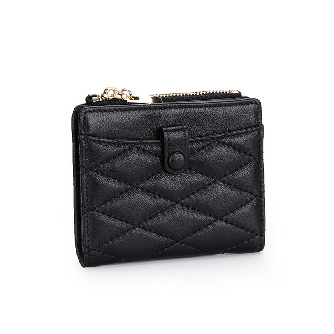 Black Leather Bi fold Wallet for Women - POPSEWING™