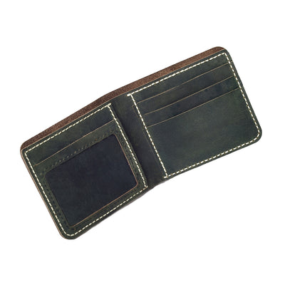 Green Leather Vintage Style Handmade Leather Wallet | DIY Wallet Making Kit - POPSEWING™