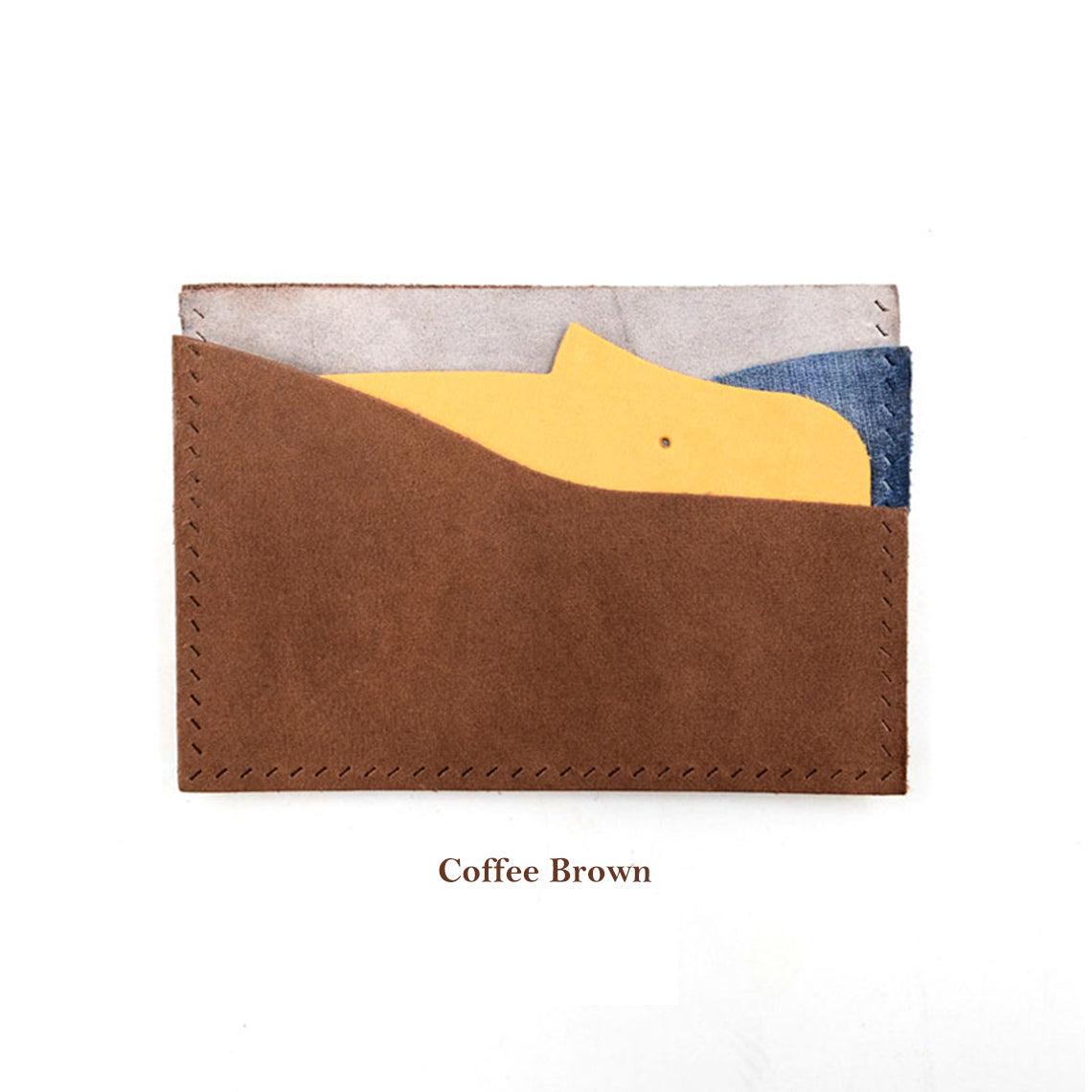 DIY Leather Card Holder Kit | Cute Animal Whale Leather Card Holder Kit in Coffee Brown - POPSEWING™