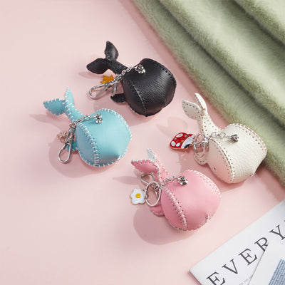 Cute Whale Keychains in Leather | Blue, Black, Pink & White - POPSEWING™